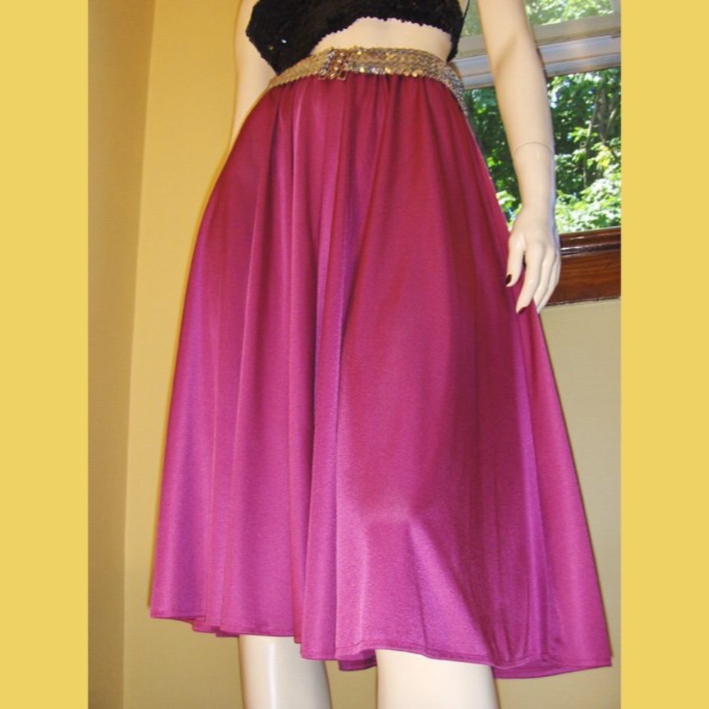 VTG 70s Disco Glam Shimmery Fuschia Aline Skirt
